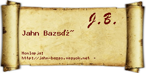 Jahn Bazsó névjegykártya